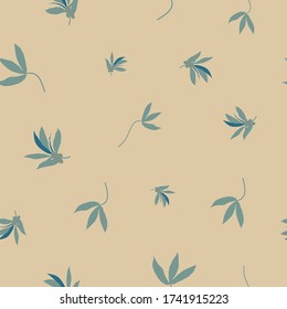 Abstract floral vector seamless repeat pattern, with cream and naval blue color theme,on trend floral designs perfect for fabrics,,wall paper,and home decor products