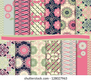 abstract floral vector set of paper for scrapbook