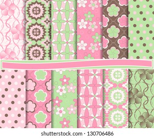 Abstract Floral Vector Set Of Paper For Scrapbook