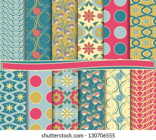 Conjunto de Vector floral abstracto de papel para scrapbook