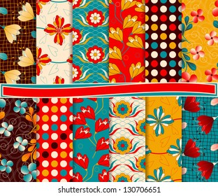 Abstract Floral Vector Set Of Paper For Scrapbook