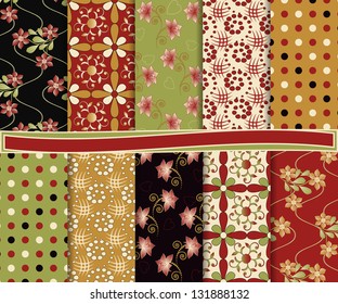 abstract floral vector set of paper for scrapbook