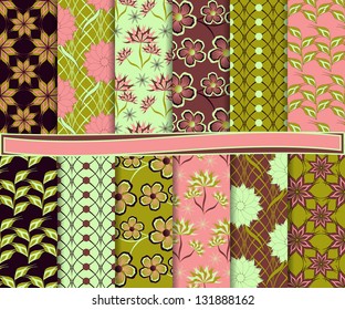abstract floral vector set of paper for scrapbook