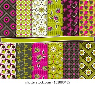abstract floral vector set of paper for scrapbook