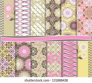 abstract floral vector set of paper for scrapbook
