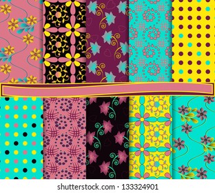 abstract floral vector set of paper for scrapbook