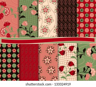 abstract floral vector set of paper for scrapbook