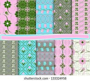 abstract floral vector set of paper for scrapbook
