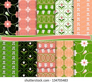 abstract floral vector set of paper for scrapbook