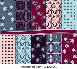 abstract floral vector set of paper for scrapbook