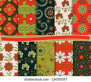 abstract floral vector set of paper for scrapbook
