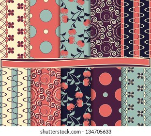 abstract floral vector set of paper for scrapbook