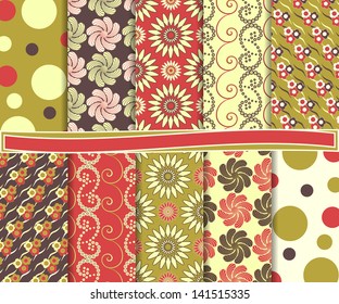 abstract floral vector set of paper for scrapbook