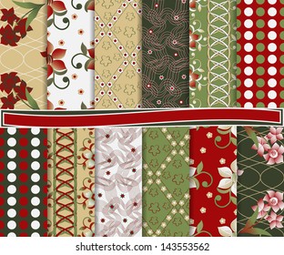 abstract floral vector set of paper for scrapbook