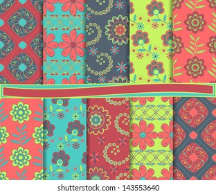 abstract floral vector set of paper for scrapbook