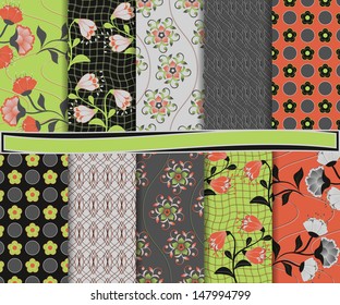 abstract floral vector set of paper for scrapbook