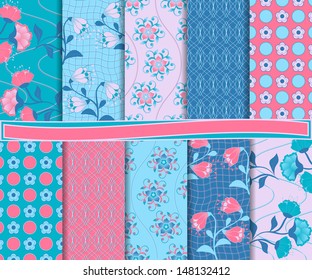 abstract floral vector set of paper for scrapbook