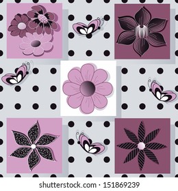 abstract floral vector set of paper for scrapbook
