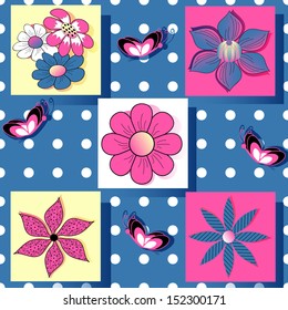 abstract floral vector set of paper for scrapbook