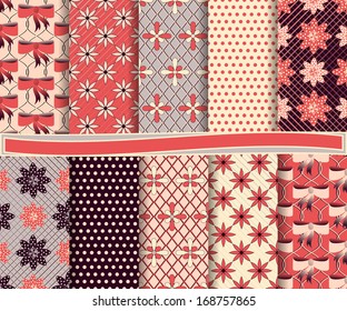 abstract floral vector set of paper scrapbook