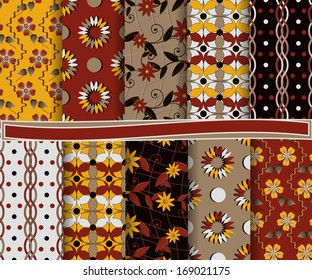 abstract floral vector set of paper scrapbook