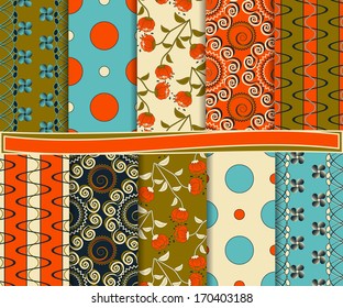 abstract floral vector set of paper for scrapbook