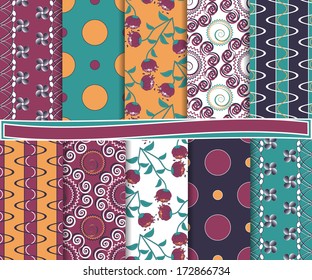 abstract floral vector set of paper for scrapbook
