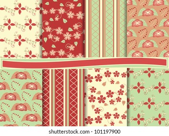 abstract floral vector set of scrapbook paper