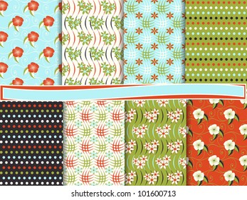 abstract floral vector set of scrapbook paper