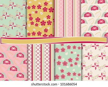 abstract floral vector set of scrapbook paper