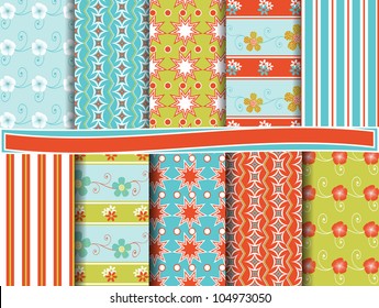 abstract floral vector set of scrapbook paper