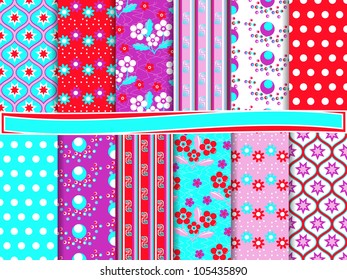 abstract floral vector set of scrapbook paper