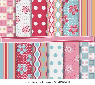 abstract floral vector set of scrapbook paper
