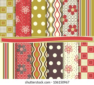 abstract floral vector set of scrapbook paper