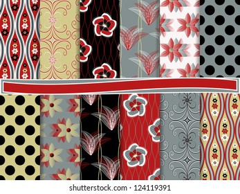 abstract floral vector set of scrapbook paper