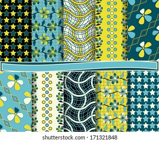Abstract floral vector set of scrapbook paper 
