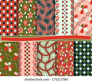 Abstract floral vector set of scrapbook paper 
