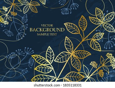 Abstract floral vector template with organic shapes, plants, leaves. Trendy background, banners, covers, greeting cards, wallpaper, branding design. Natural modern illustration with textures.