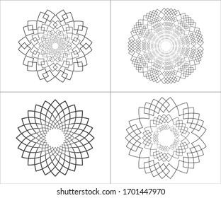 Abstrakte Vektorillustrationen mit Blumen einzeln auf weißem Hintergrund