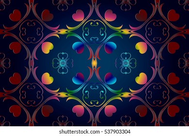 abstract floral Victorian embossed pattern on blue