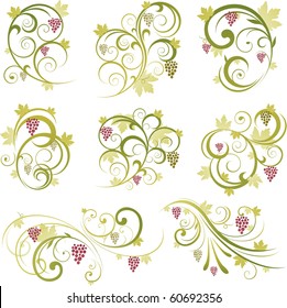 Abstract floral vine grape ornament