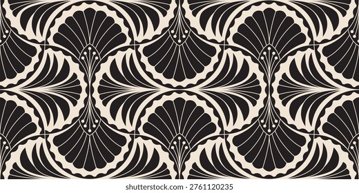 Abstract Floral Vintage Seamless Pattern. Minimalist Floral Abstract Pattern Background. Art Deco Geometric Flower Pattern