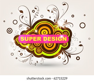 Abstract floral vintage vector for retro design with flowers and leafs. eps 10