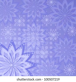 Abstract floral violet background with white flowers contours. Vector