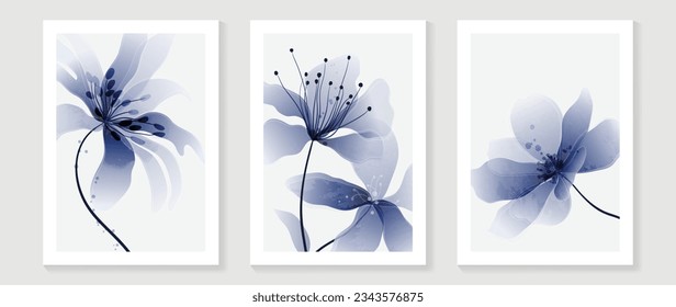 Abstract floral wall art template. Set of botanical hand drawn wall decoration with flowers, leaves, wildflower. Colorful watercolor texture design for wallpaper, banner, prints, interior, poster.