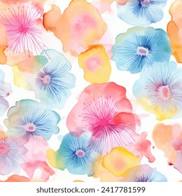 Abstract floral water color seamless pattern seamless pattern. Bright colors, painting on a light background for beauty products or other. స్టాక్ వెక్టార్