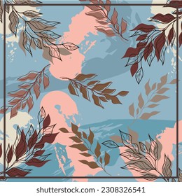 Abstract floral watercolor hijab design can be used for bandanas, shawls, wraps, cloth garments.