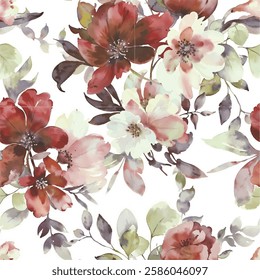 abstract floral watercolor, meran color with light background