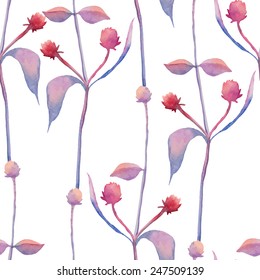 Abstract floral watercolor seamless background. Flowers and leaves background. Can be used for swimwear, web pages, identity style, printing, textile, cards, wrapping, invitations, etc.