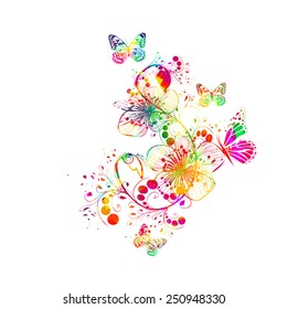 Abstract floral watercolor. Vector 